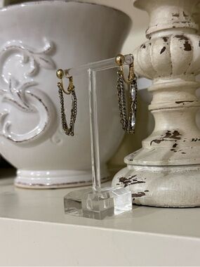 Vintage Celebrity Two Tone Chain Drop Earrings